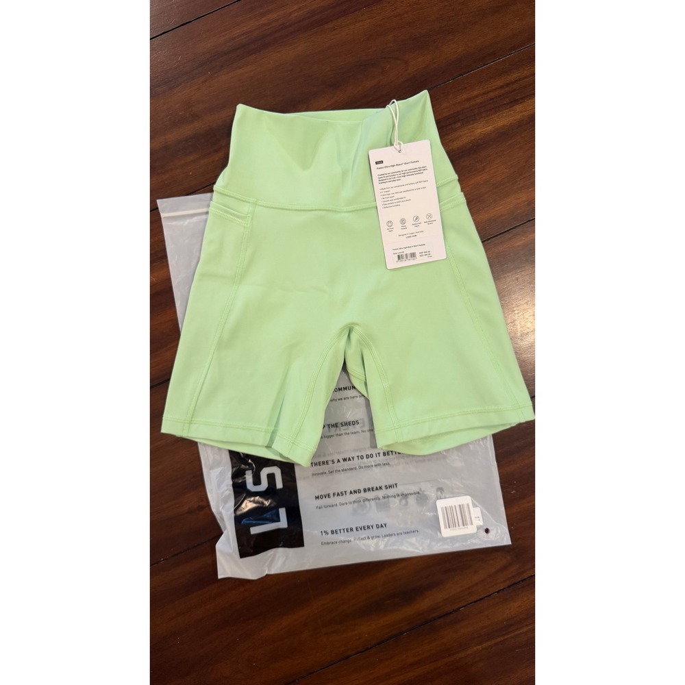LSKD Fusion Ultra High-Rise 6" Short‎ Pockets Solar Lime XS NEW NWT